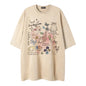 Cat butterfly print short sleeved shirt