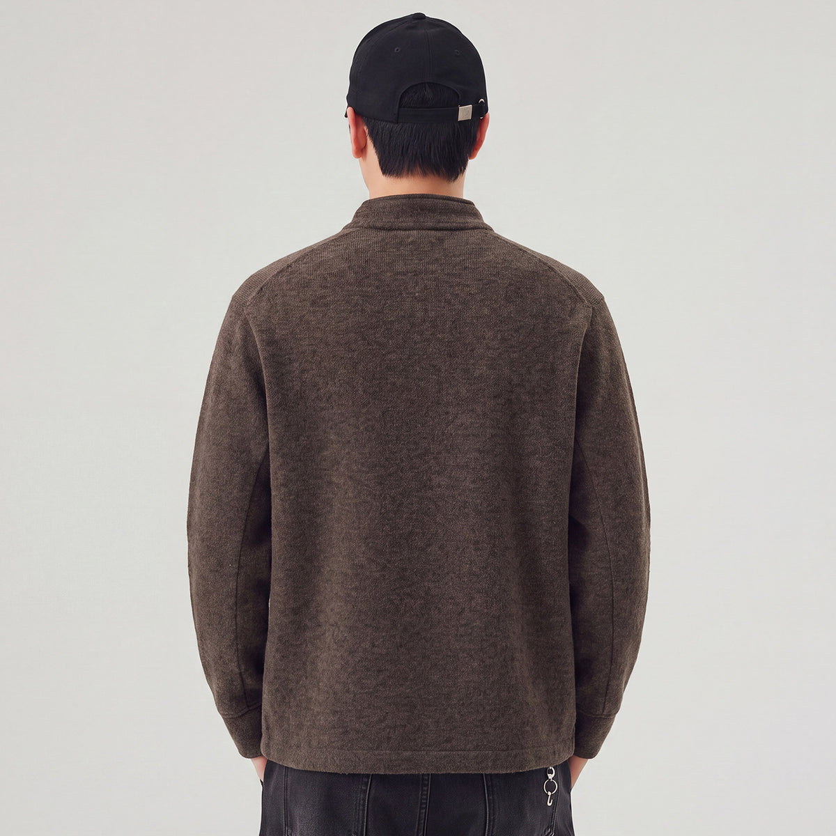 Casual Raglan Sleeve Half Zip Stand Collar Men's Sweatshirt