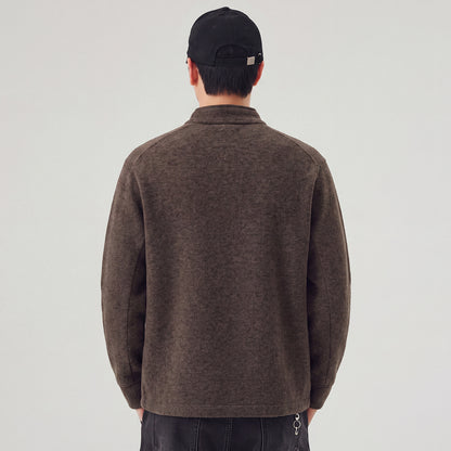 Casual Raglan Sleeve Half Zip Stand Collar Men's Sweatshirt