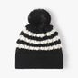 Striped contrast knit hat with pom-pom - view 3