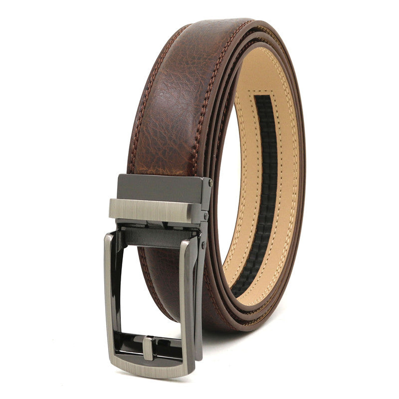 Men's automatic buckle two-layer cowhide leather belt ﻿
