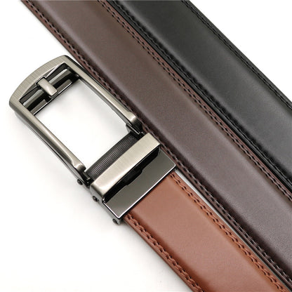 Men's automatic buckle two-layer cowhide leather belt ﻿