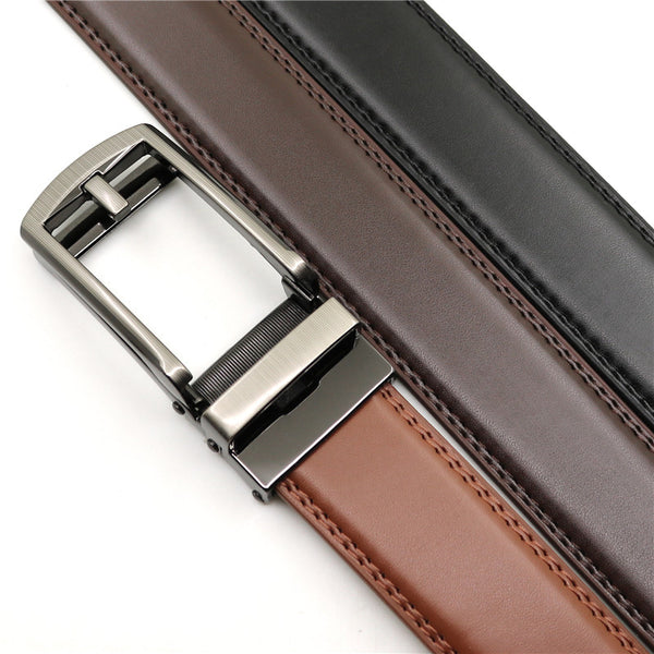 Men's automatic buckle two-layer cowhide leather belt ﻿