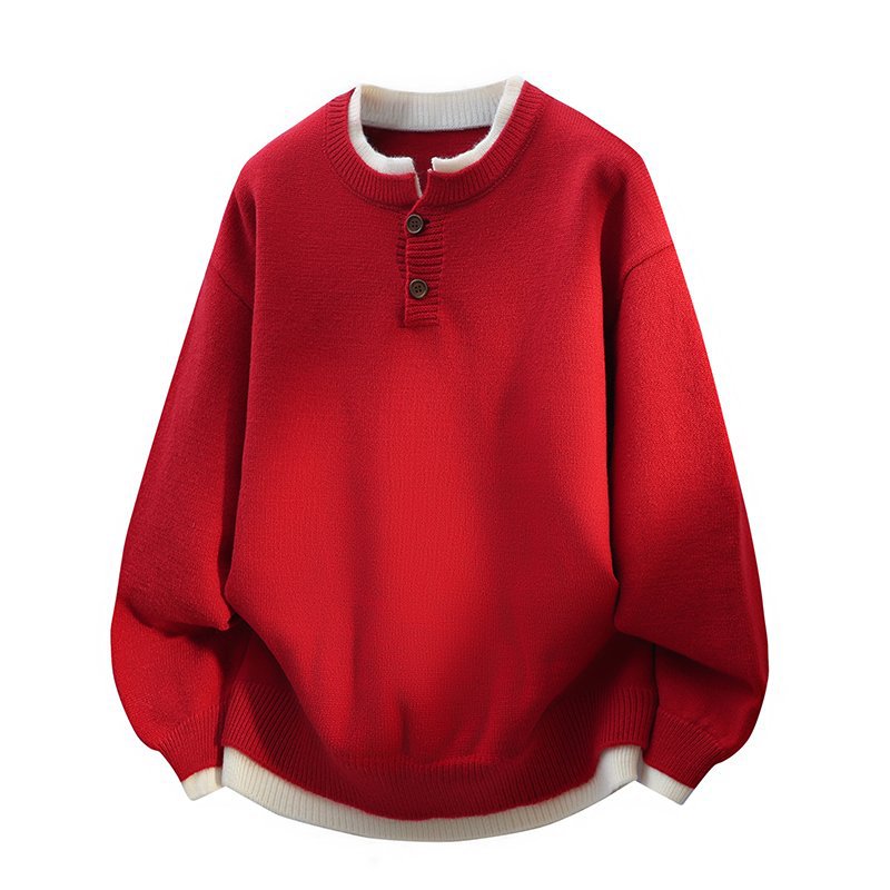 Henley Neck Knit Sweater