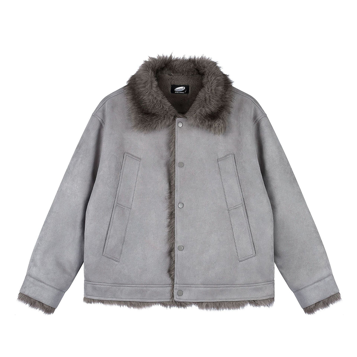 Women's Fleece-Lined Suede Lapel Collar Jacket