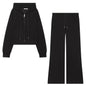 Zipper hooded double-sided fabric hoodie+pants set