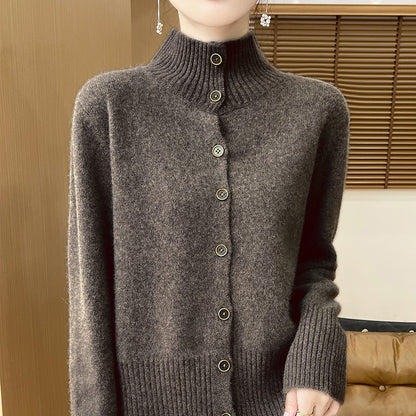 Women's Vintage Stand Collar Knit Cardigan Top