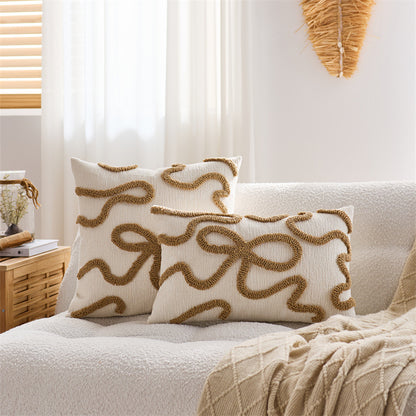 Bow Line Embroidered Pillow Cover