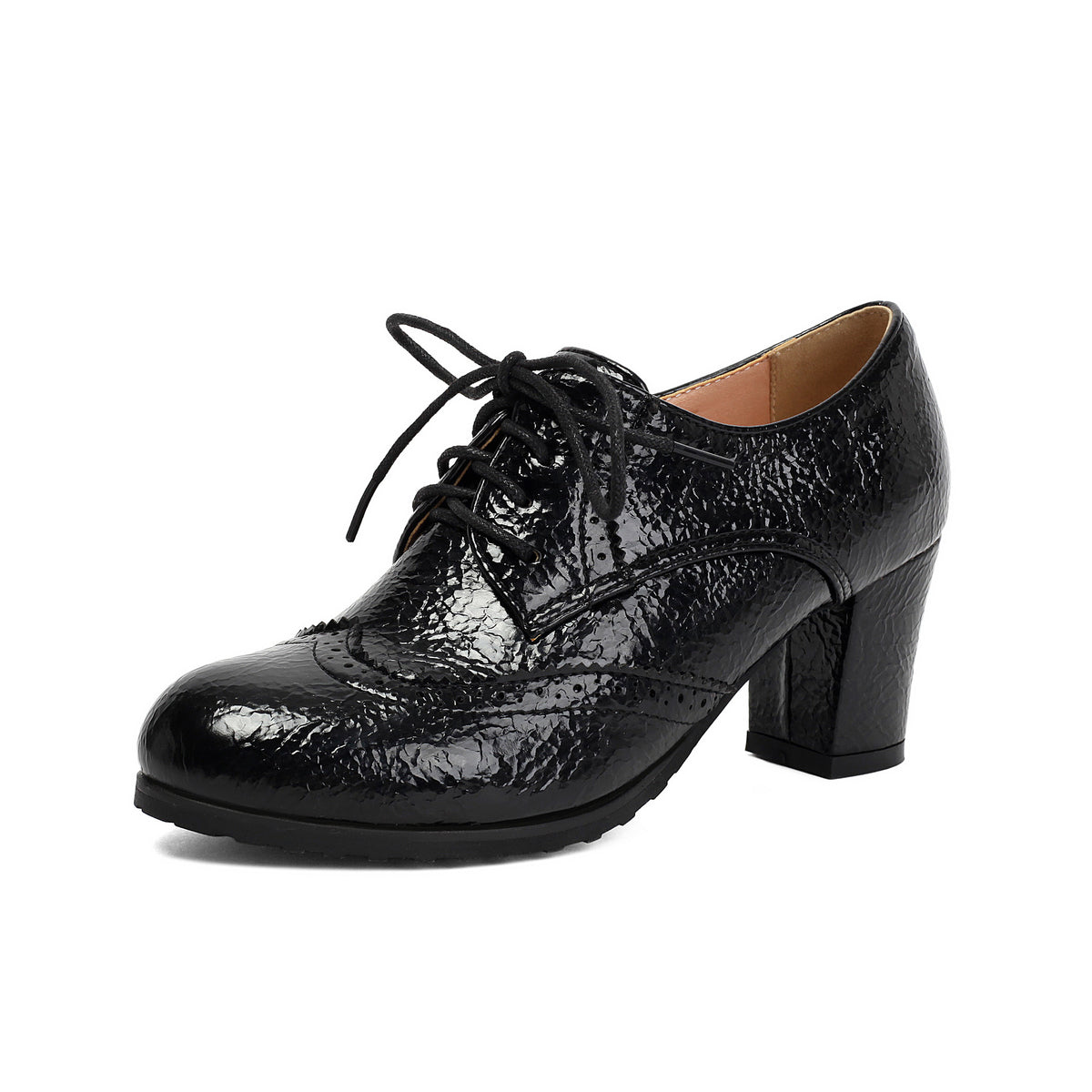 Women's High-Heel Lace-Up Block Shoes