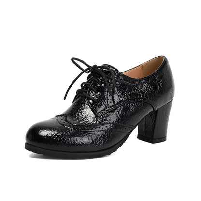 Women's High-Heel Lace-Up Block Shoes