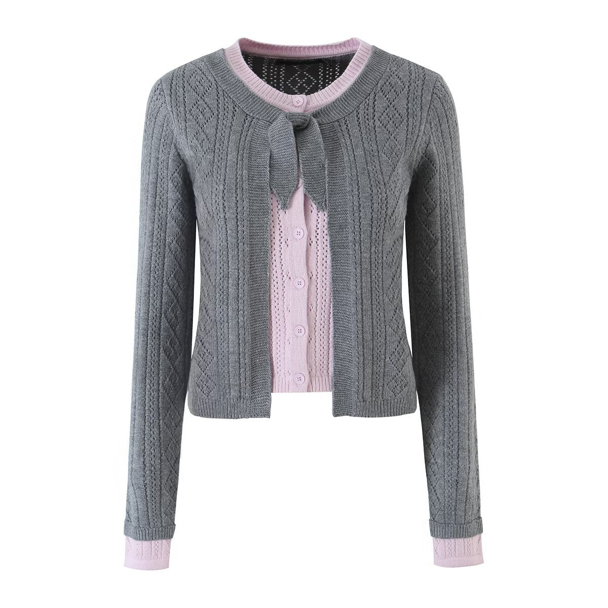 Women's Color-Block Argyle Cardigan Sweater