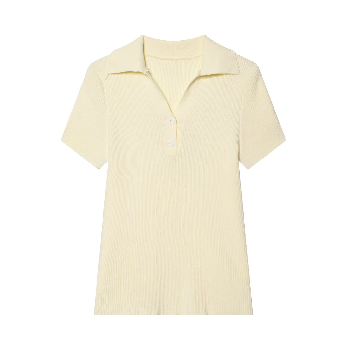 Style Knit Short Sleeve Polo Shirt for Women