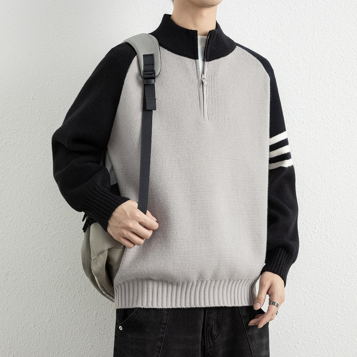 Mock Neck Zipper Knit Sweater