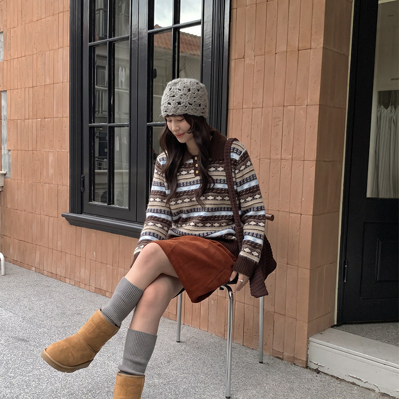 Striped long sleeved sweater