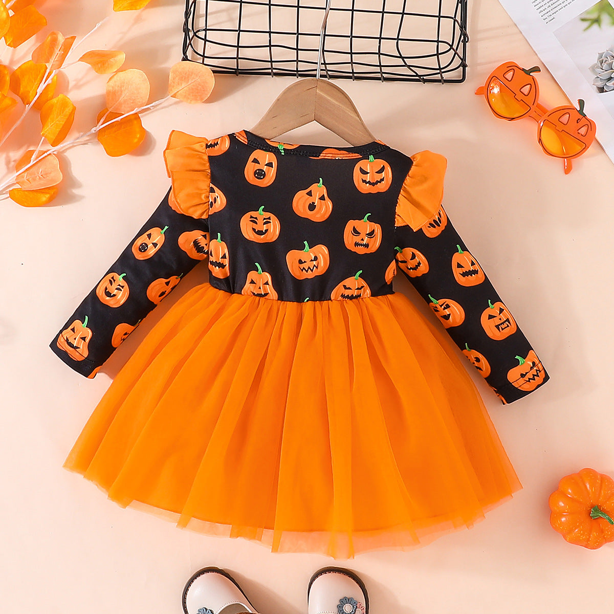 Halloween Girl's Pumpkin Dress Long Sleeve