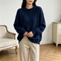 Solid color lace long sleeved pullover sweater