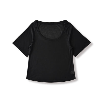 U-neck Mid-sleeve Loose T-shirt