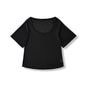 U-neck Mid-sleeve Loose T-shirt