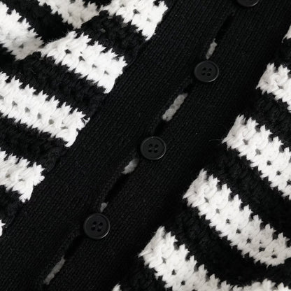 V-neck Striped Knit Cardigan Top