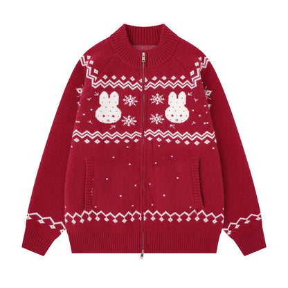 Rabbit Snowflake Knit Cardigan