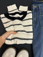 Blue and Gray Contrast Lightweight Knit Sweater