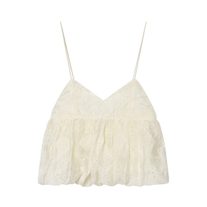 Spicy Girl Hollow Embroidered Bubble Short Top