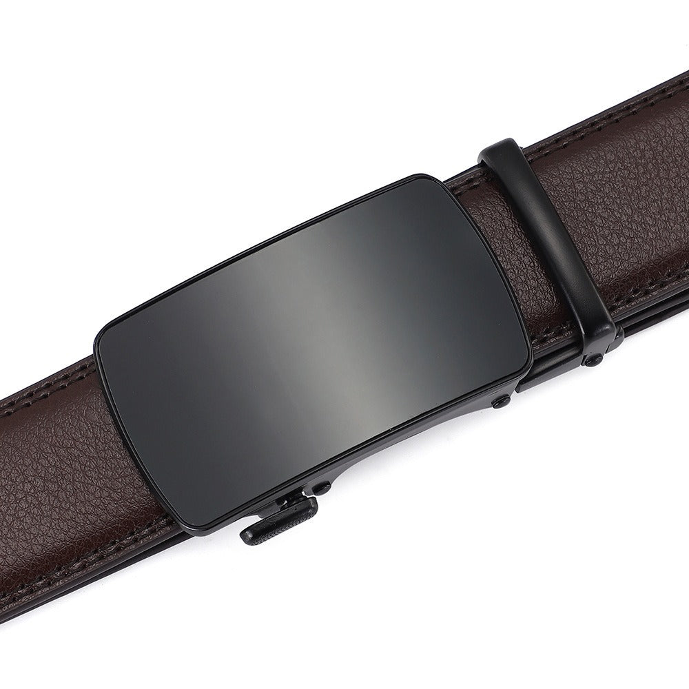 Men's high-end automatic buckle two-layer cowhide belt