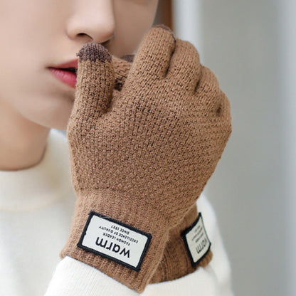 Men's 5-Finger Knitted Touchscreen Electric Heating Gloves