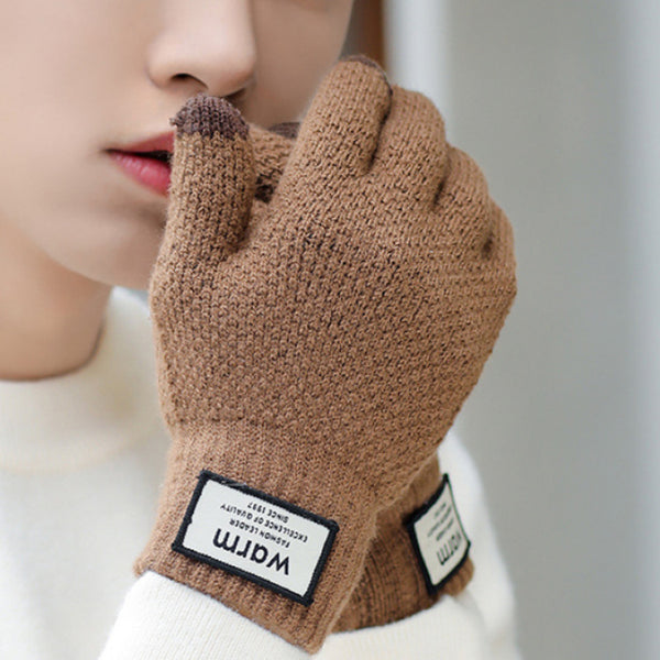 Men's 5-Finger Knitted Touchscreen Electric Heating Gloves