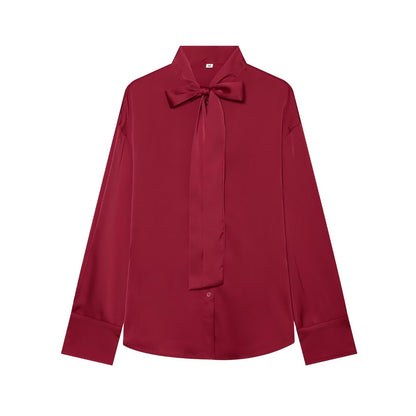 Butterfly knot long sleeved loose shirt