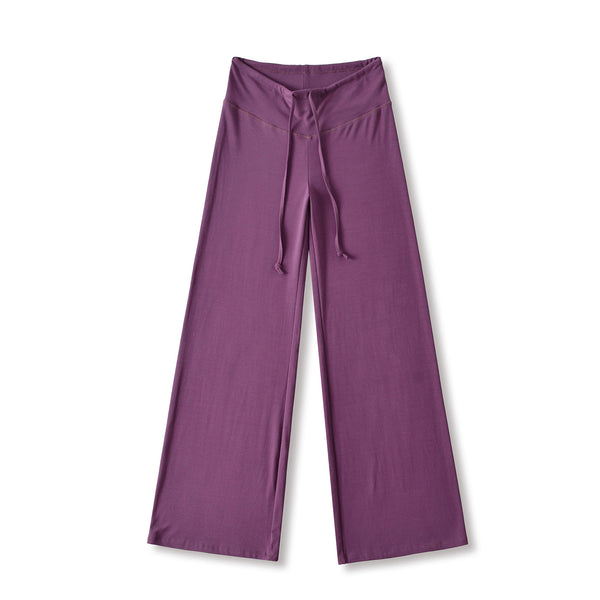 Pantalon large uni à jambes droites et cordon de serrage.