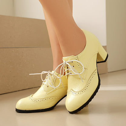 Women's High-Heel Lace-Up Block Shoes
