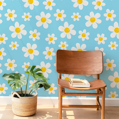 DAISY DAYDREAM SOFT BLUE WALLPAPER