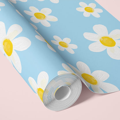 DAISY DAYDREAM SOFT BLUE WALLPAPER