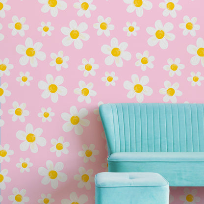 DAISY DAYDREAM SOFT PINK WALLPAPER