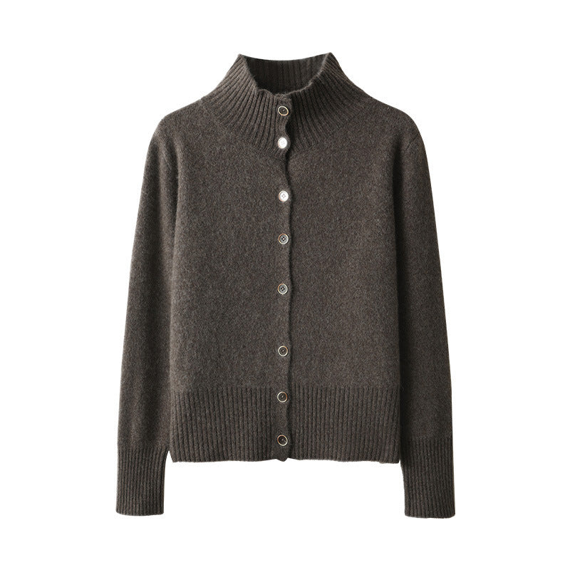 Women's Vintage Stand Collar Knit Cardigan Top