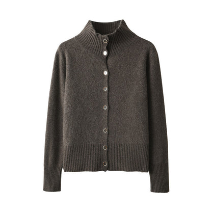 Women's Vintage Stand Collar Knit Cardigan Top