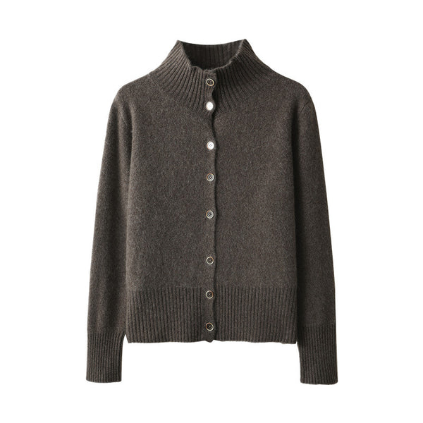 Women's Vintage Stand-Collar Knit Cardigan