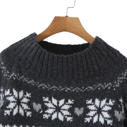 Minimalist Fair Isle Long Sleeve Crew Neck Pullover Sweater