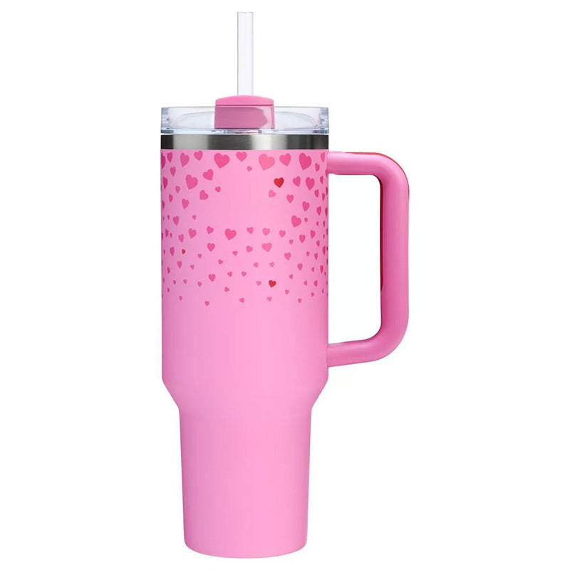 Valentine's Day - themed 5D - patterned love - heart thermos cup with cold - keeping function, made of 304 stainless steel