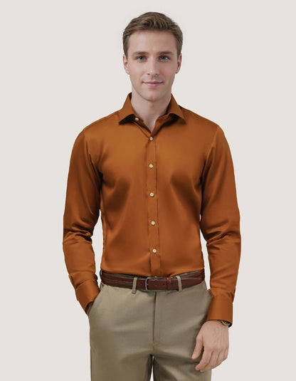 Light Brown Satin Dress Shirt