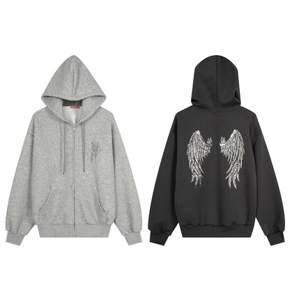 Graffiti print oversized hooded open front sweatshirt - view 4