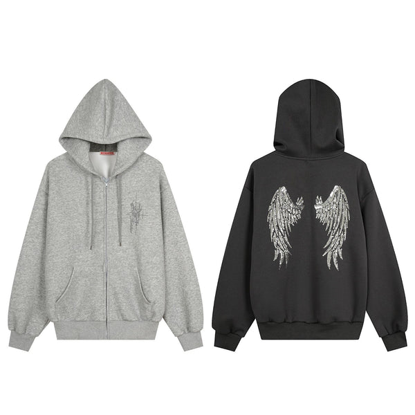 Graffiti print oversized hooded open front sweatshirt - view 4
