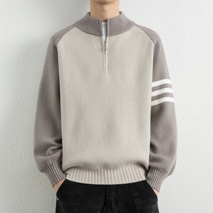 Mock Neck Zipper Knit Sweater