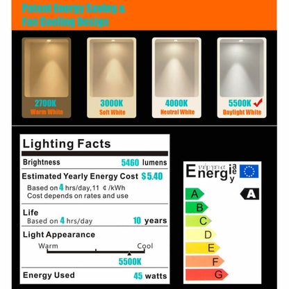MANTOO PGL45 45W 230V 5500K 5460LM LED Light Bulb for Photography Lighting