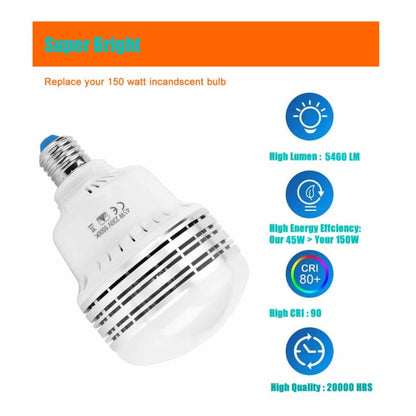 MANTOO PGL45 45W 230V 5500K 5460LM LED Light Bulb for Photography Lighting