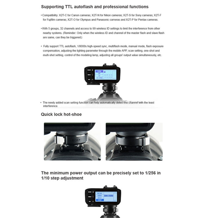 Godox X2T-C E-TTL II Bluetooth Wireless Flash Trigger for Canon (Black)