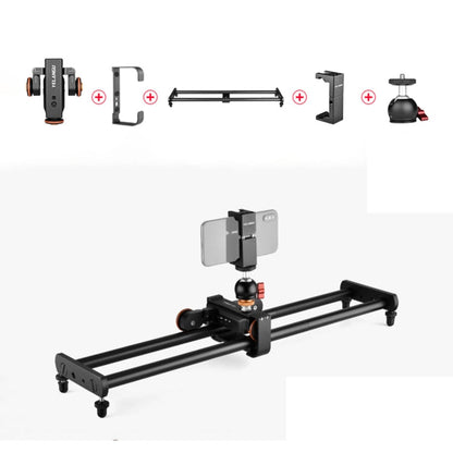 Rail de glissière YELANGU L60E 60cm + Dolly vidéo 3 roues L4 avec pince de téléphone et rotule