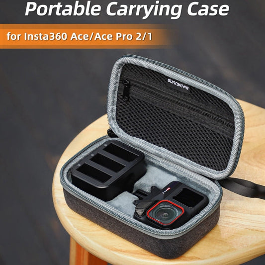 Pour Insta360 Ace / Ace Pro 1 / Ace Pro 2 Sunnylife Étui de transport portable Sac à main Mini étui de voyage Organisateur Sac de protection (Gris foncé)