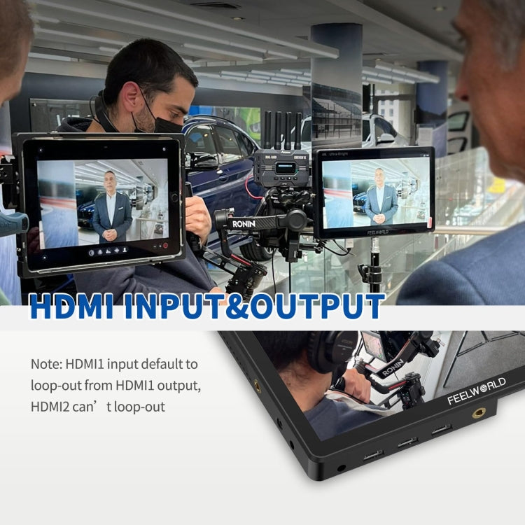 FEELWORLD LUT11H 10.1 Inch Ultra Bright 2000nit DSLR Camera Field Monitor Touch Screen 4K HDMI F970 External Power and Install Kit (UK Plug)